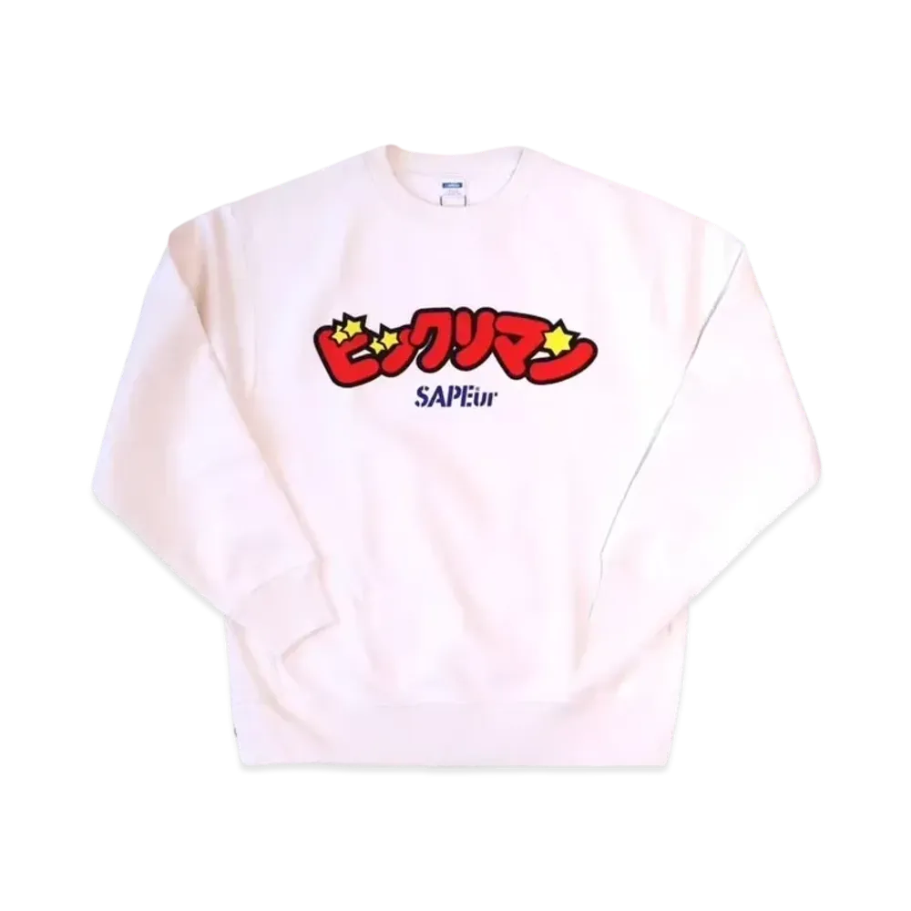 SAPEur x Bikkuriman Youth Logo Crew Neck "White"