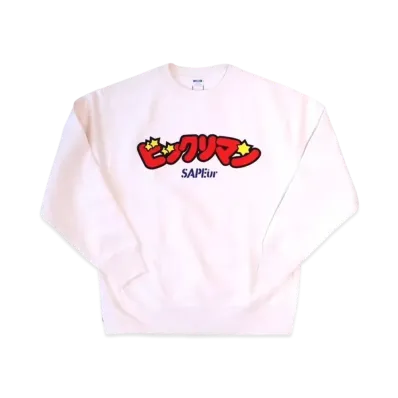 SAPEur x Bikkuriman Youth Logo Crew Neck "White"