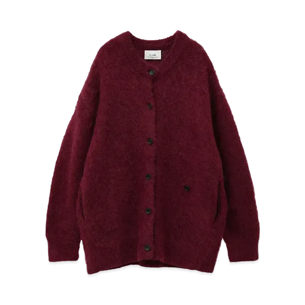 CLANE x Suzu Hirose Mohair Loose Knit Cardigan "Bordeaux"