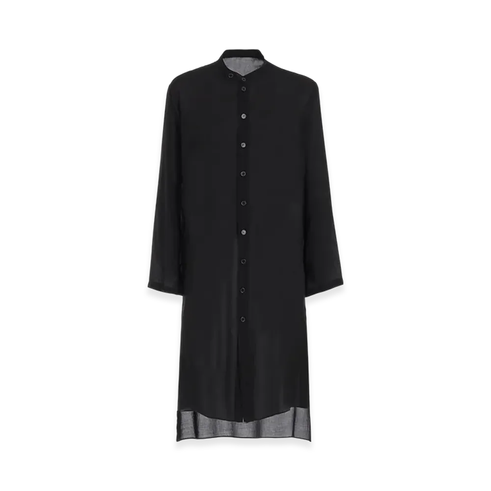 Yohji Yamamoto POUR HOMME 80 Modal Loan Stand Collar Long Blouse "Black"