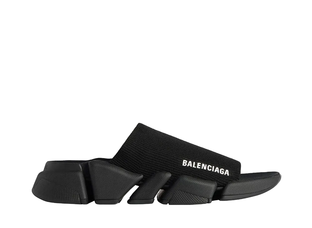 BALENCIAGA Women's Speed 2.0 Recycled Knit Slide Sandal "Black"