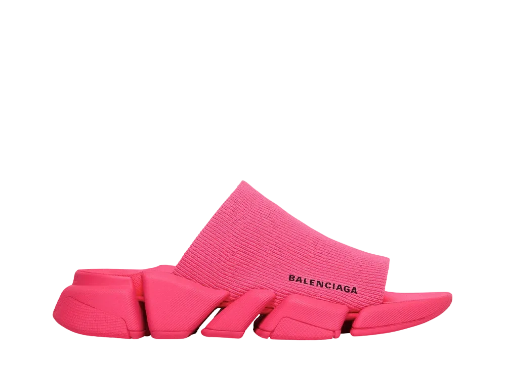BALENCIAGA Women's Speed 2.0 Recycled Knit Slide Sandal "Neon Pink"