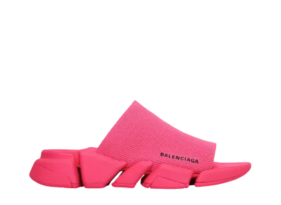 BALENCIAGA Women's Speed 2.0 Recycled Knit Slide Sandal "Neon Pink"
