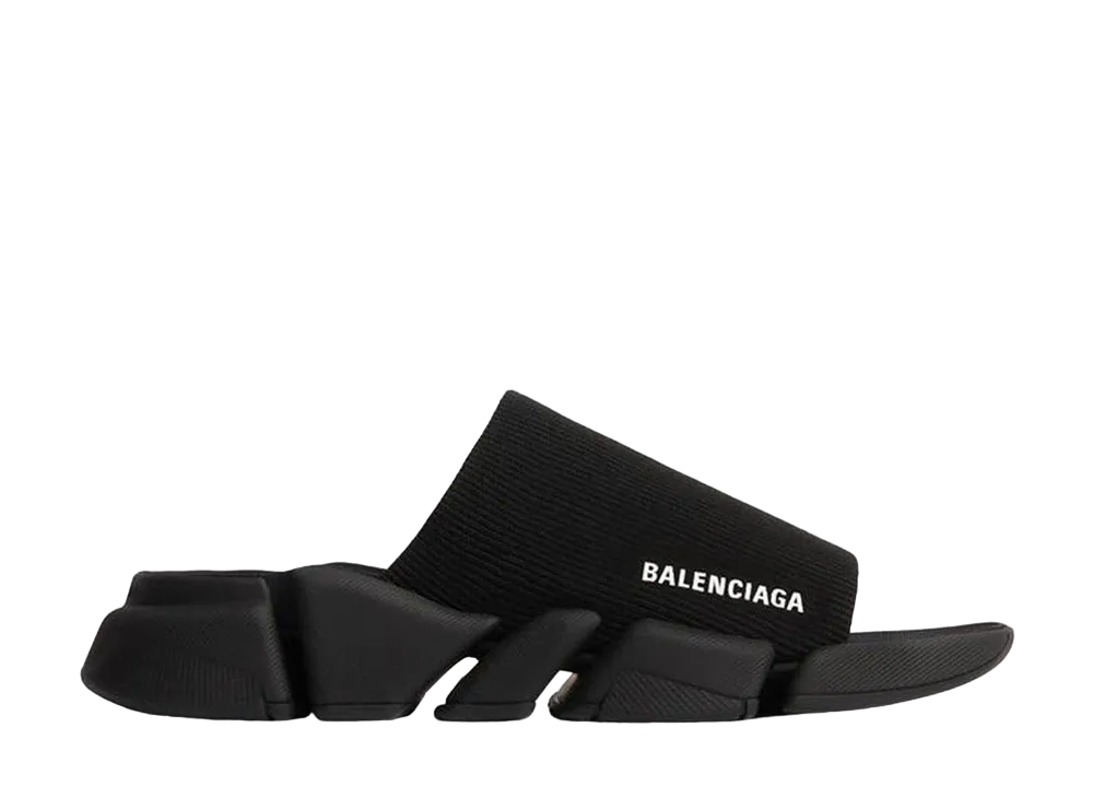 BALENCIAGA Speed 2.0 Recycled Knit Slide Sandal "Black"