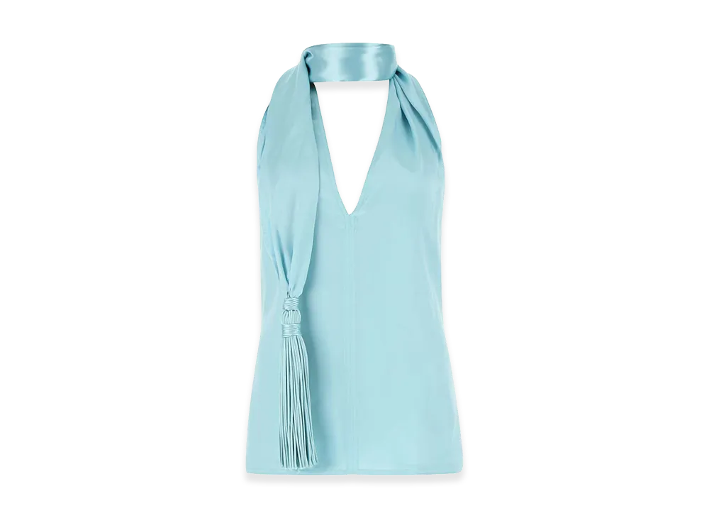 Bottega Veneta Women's Satin Top "Pastel Light Blue"