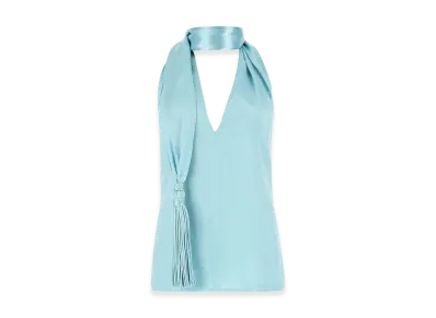 Bottega Veneta Women's Satin Top "Pastel Light Blue"
