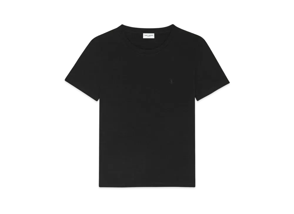 Saint Laurent Women's Cassandre T-Shirt in Wool Jersey "Noir"