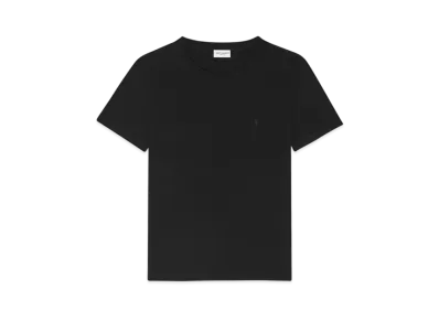 Saint Laurent Women's Cassandre T-Shirt in Wool Jersey "Noir"