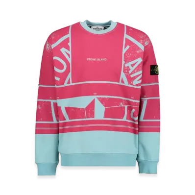 Stone Island 66890 Cotton Fleece Mosaic Five Print Crewneck Sweatshirt - 22SS "Aqua"