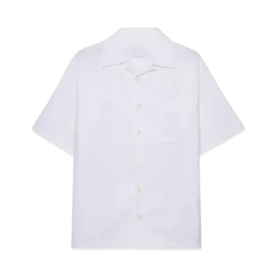 PRADA Men's Cotton Bowling Shirt "White"