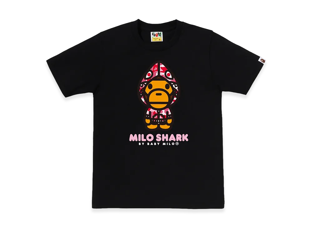 A BATHING APE Women's ABC Camo Milo Shark FZH Tee "Black/Pink"