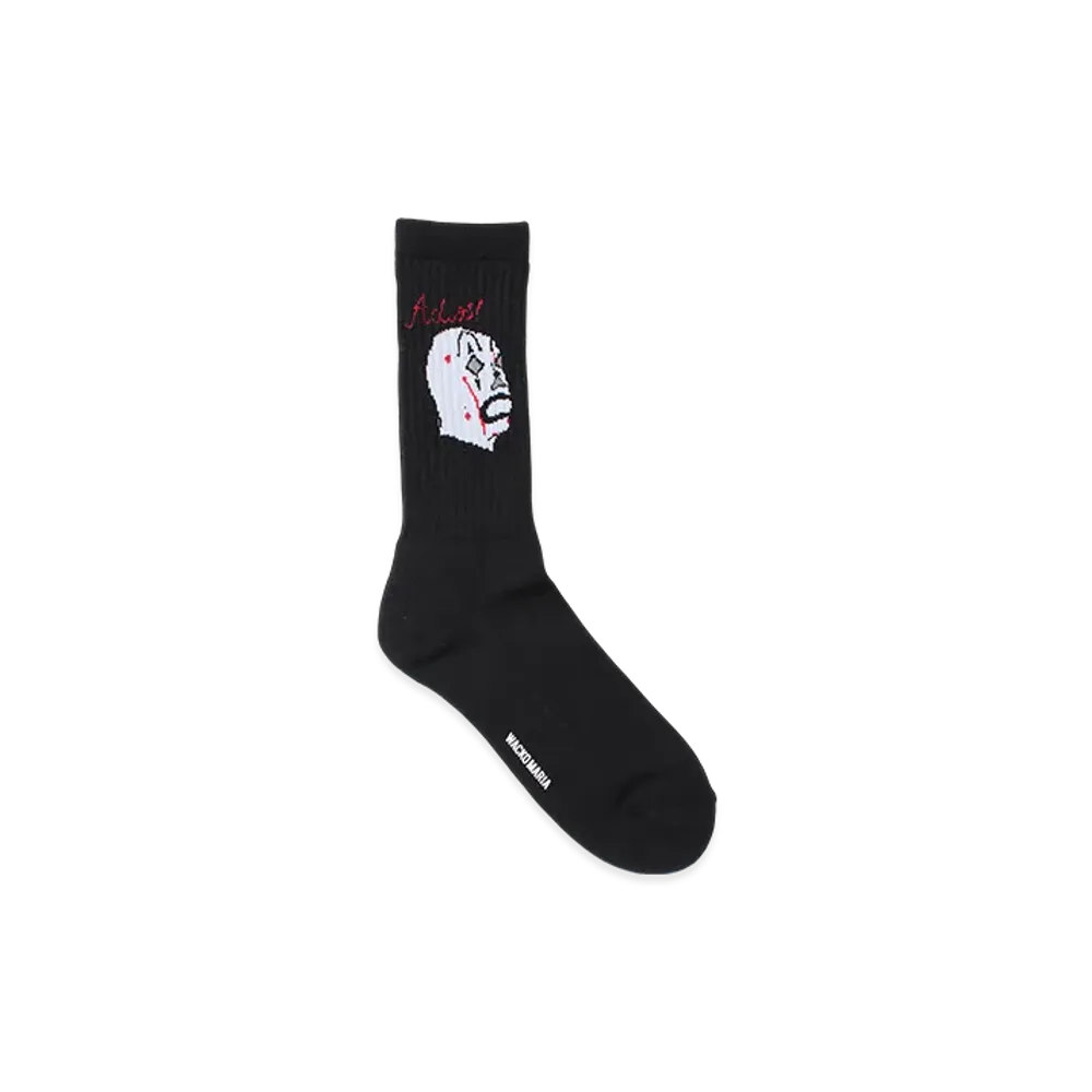 WACKO MARIA Mask Jacquard Socks "Black"