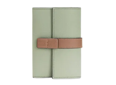 LOEWE Small Vertical Wallet In Soft Grained Calfskin "Rosemary/Tan"