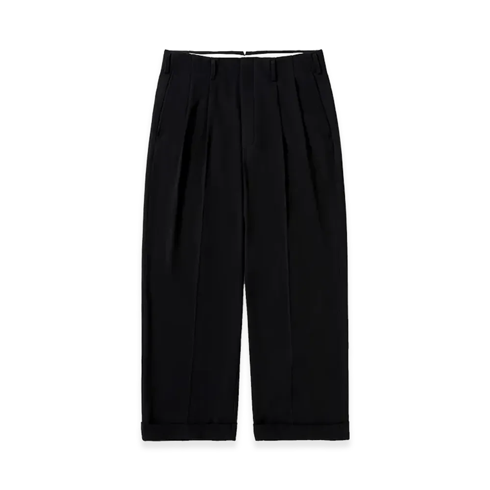 A.PRESSE Wool Wide Tapered Trousers "Navy"