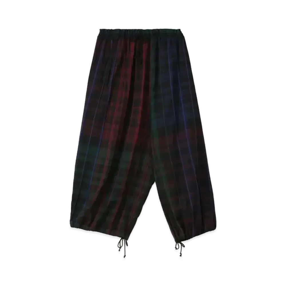Yohji Yamamoto Y's WOOL RAYON CHECK PARACHUTE PANTS "Black"
