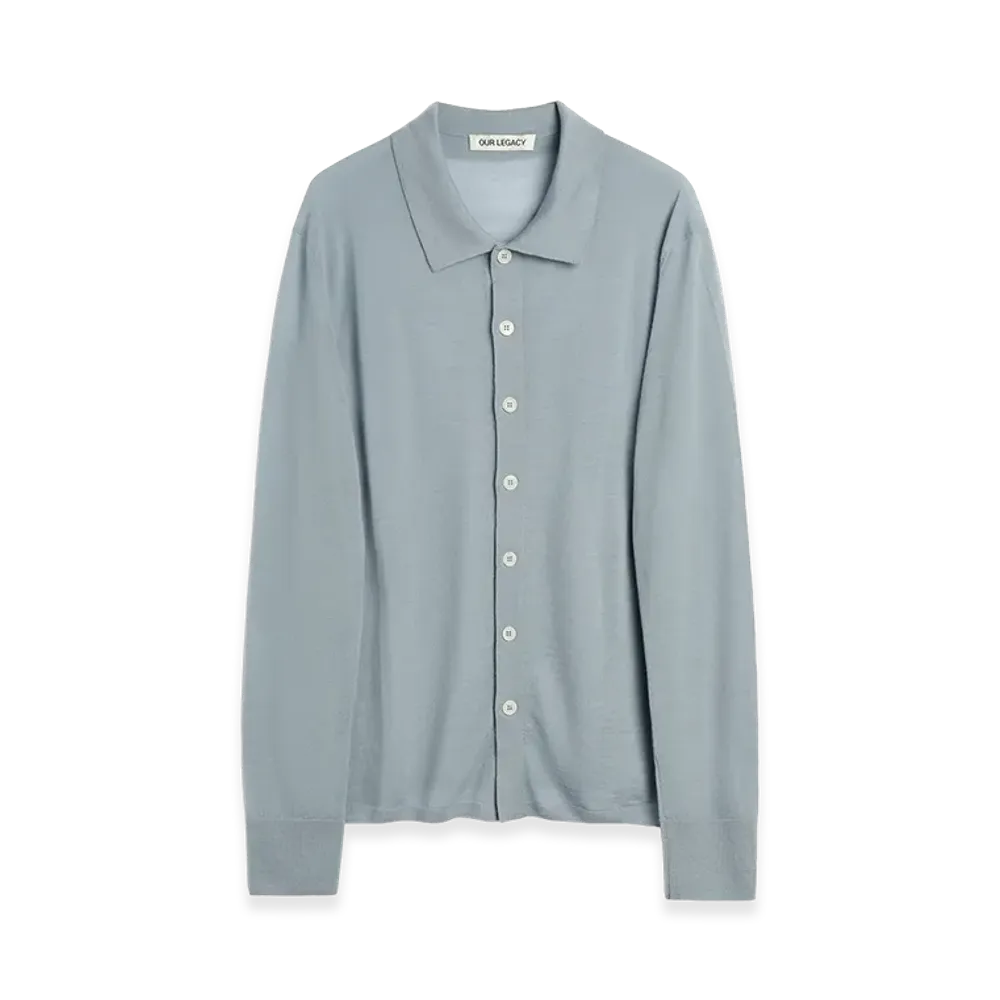 OUR LEGACY Fall Cardigan "Cold Blue Superfine Merino"