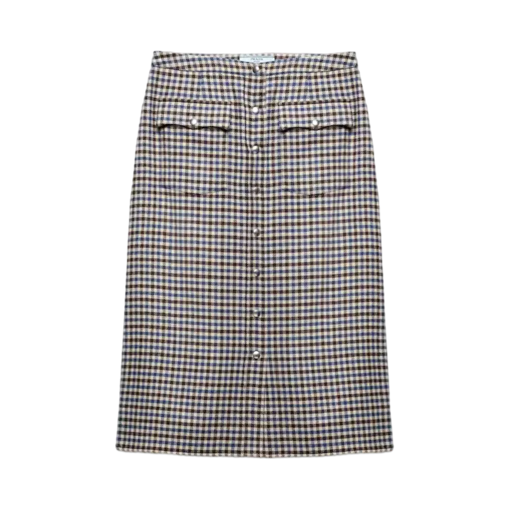 PRADA Women's Wool Midi-Skirt "Dark Brown"