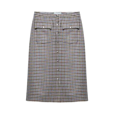 PRADA Women's Wool Midi-Skirt "Dark Brown"