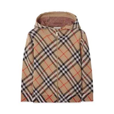 Burberry Kids KB5 Jimmy Check Jacquard Hoodie "Beige"