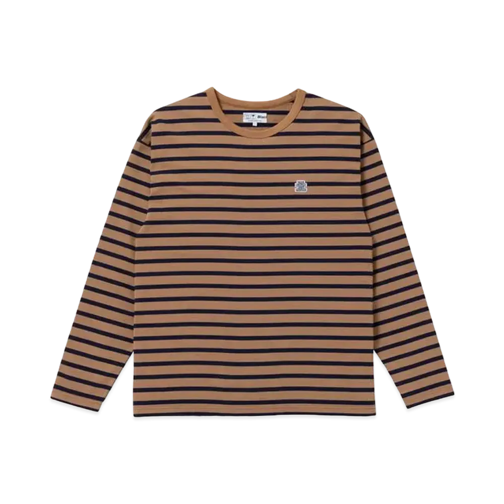BlackEyePatch OG LABEL BORDERED L/S TEE "Brown/Navy"