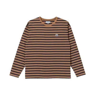 BlackEyePatch OG LABEL BORDERED L/S TEE "Brown/Navy"