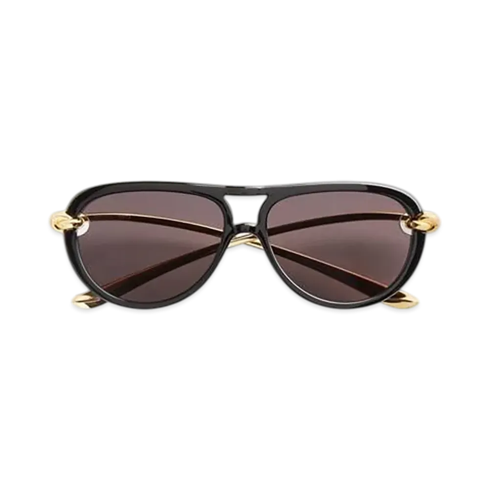 Bottega Veneta Knot Aviator Sunglasses "Black/Gray"