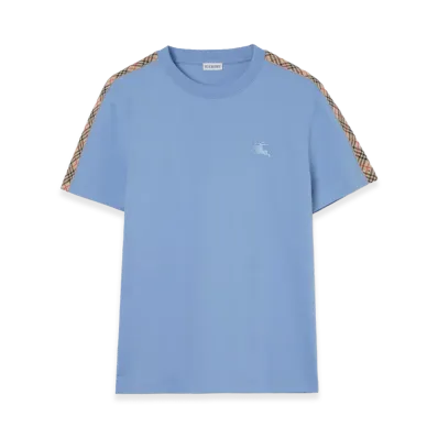 Burberry Check Trim Cotton Tee "Cornflower Blue"
