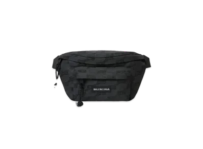 BALENCIAGA Signature Medium Belt Bag BB Monogram Jacquard Canvas "Black"