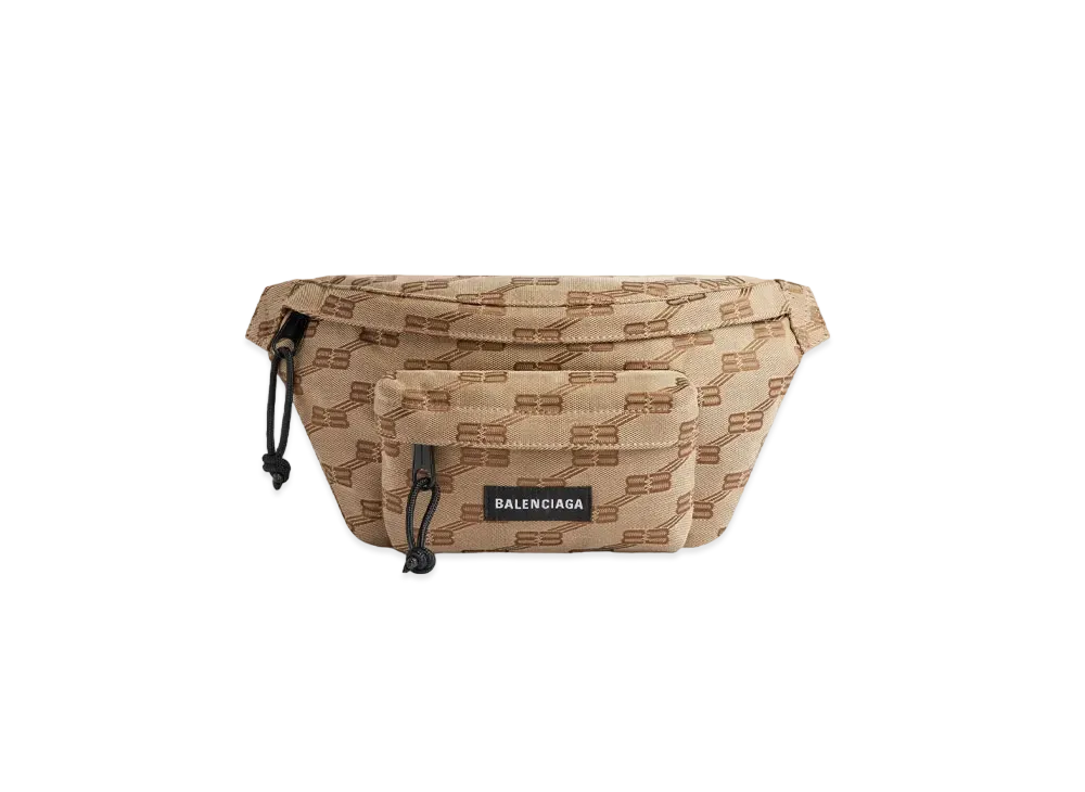 BALENCIAGA Signature Medium Belt Bag BB Monogram Jacquard Canvas "Brown"