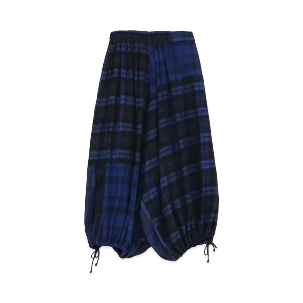 Yohji Yamamoto Y's TWILL CHECKED BALLOON PANTS "Blue"