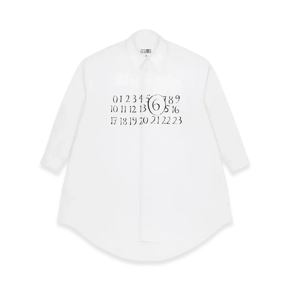 MM6 Maison Margiela Women's Numeric Shirt Dress "White"