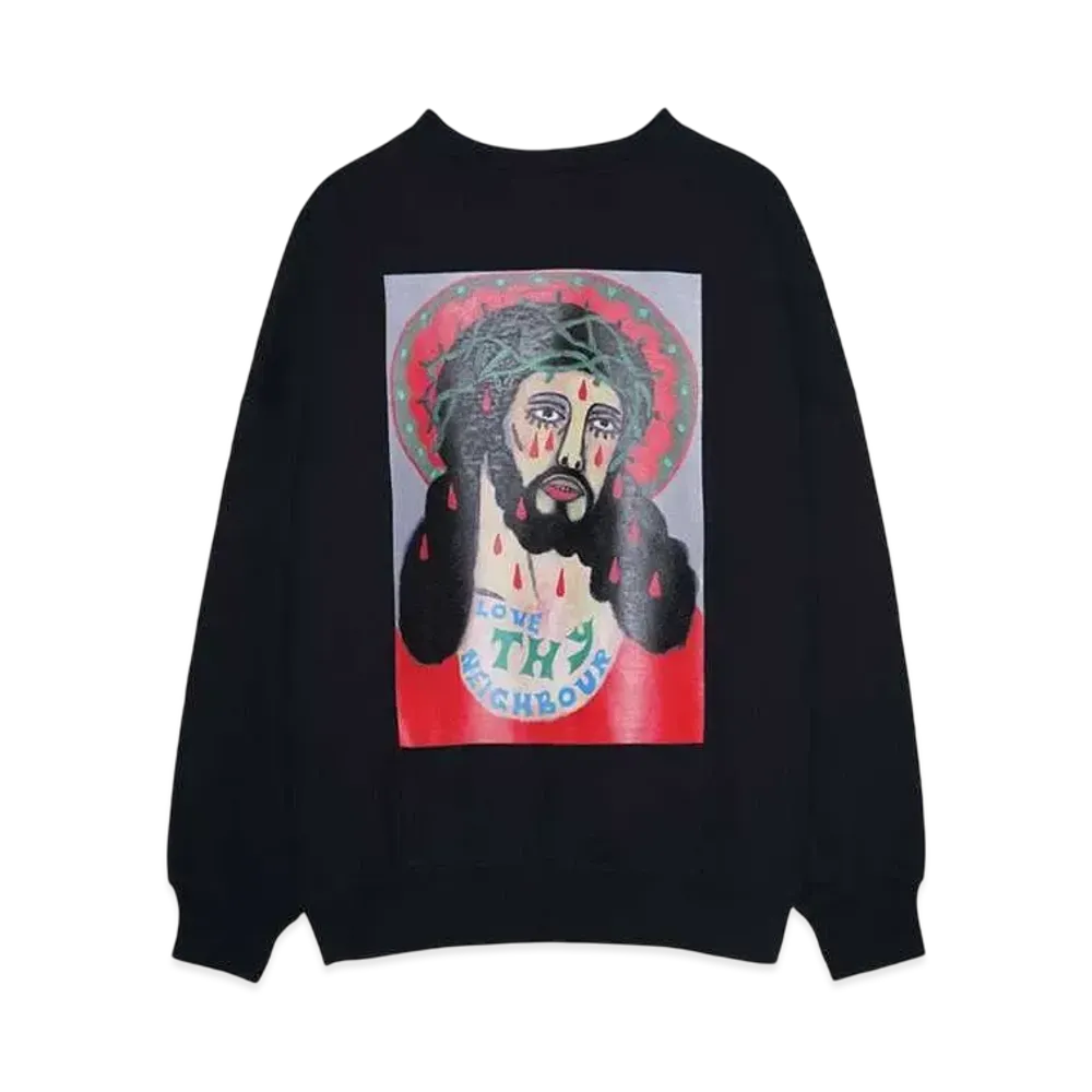 COOTIE PRODUCTIONS Print Sweat Crew (LOVE THY NEIGHBOUR) "BLACK"