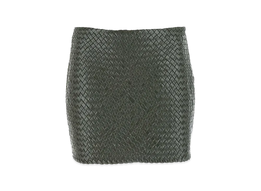 Bottega Veneta Women's Leather Mini Skirt "Army Green"