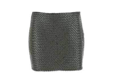 Bottega Veneta Women's Leather Mini Skirt "Army Green"