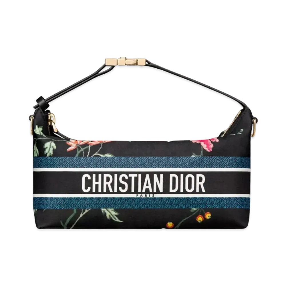 Dior Medium Travel Nomad Pouch Technical Fabric Petites Fleurs Motif "Multicolor"