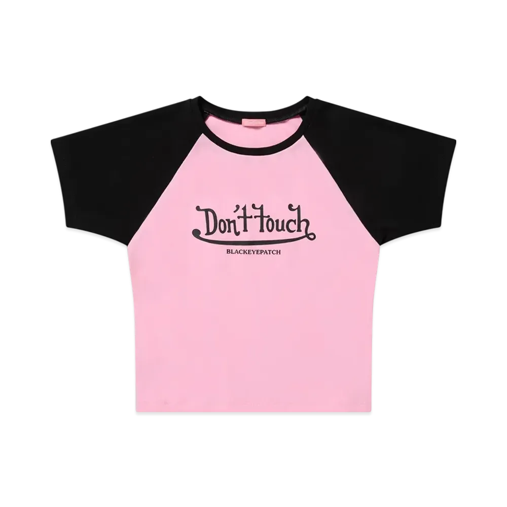 BlackEyePatch Don't Touch Raglan Baby Tee "Pink"