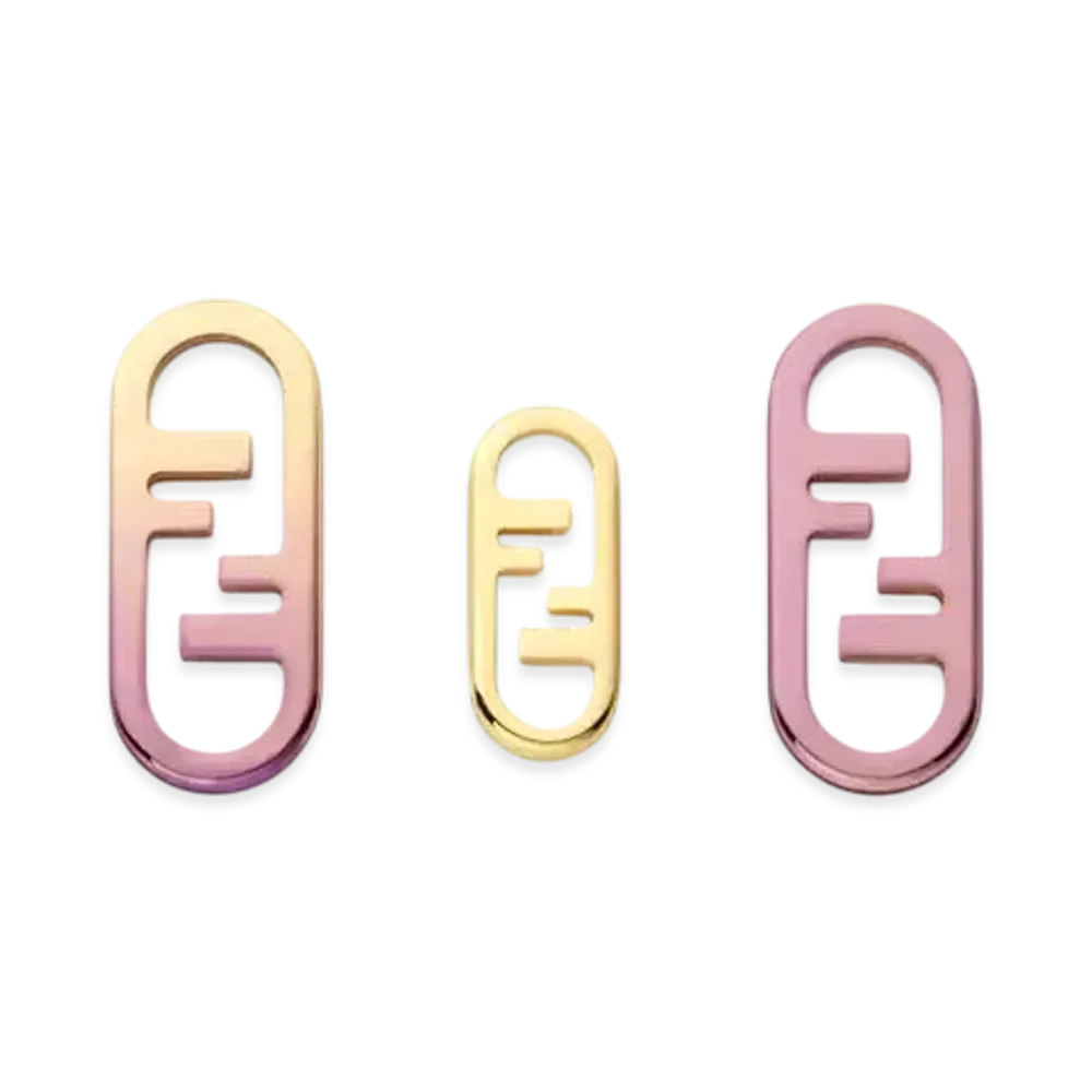 FENDI Set of Fendi O'Lock Metal Earrings Set "Pink"