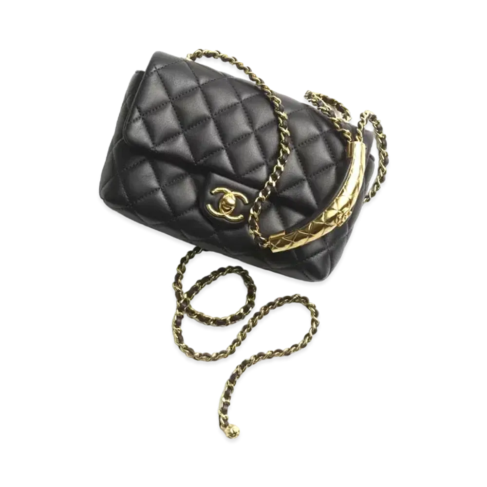 CHANEL Mini Flap Bag Lambskin & Gold Metal "Black"