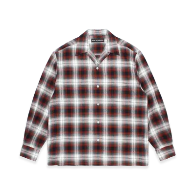 WACKO MARIA Ombre Check Open Collar Shirt "Brown"
