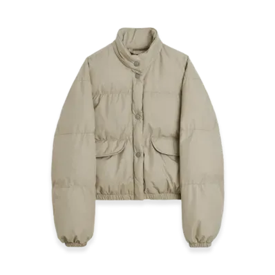 OUR LEGACY Women's Cropped Inhale Puffa "Doubleganger Beige Mel Nylon"