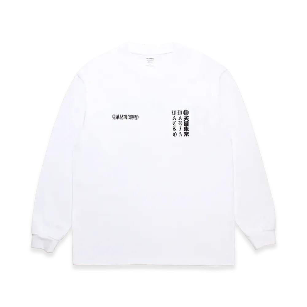 WACKO MARIA x MR.BROTHERS CUT CLUB Washed Heavy Weight Long Sleeve T-Shirt "White"