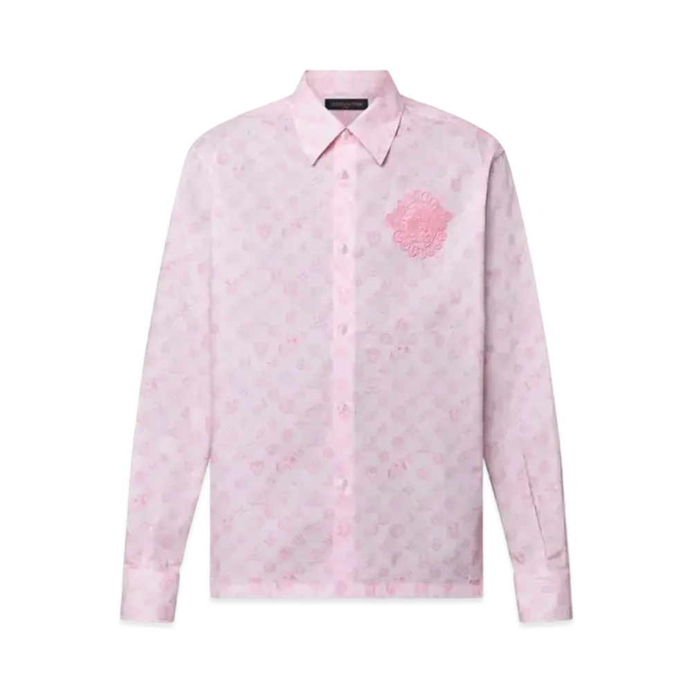 Tyler, The Creator x Louis Vuitton Monogram Printed Long Sleeved Cotton Shirt "Coral Blush"