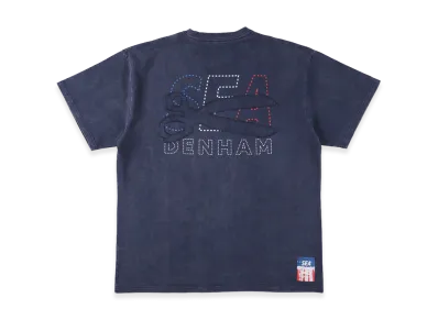 WIND AND SEA x DENHAM Stripe Pachwork Scissors Tee "Navy"