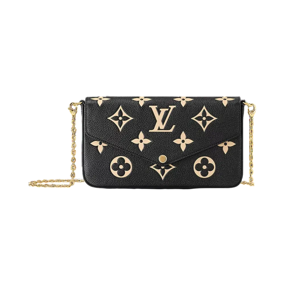 Louis Vuitton Pochette Felicie Monogram Empreinte Leather "Black/Beige"
