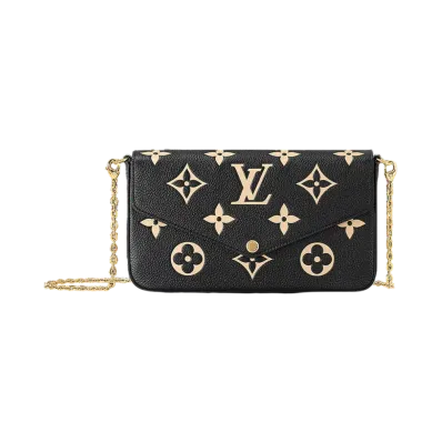 Louis Vuitton Pochette Felicie Monogram Empreinte Leather "Black/Beige"