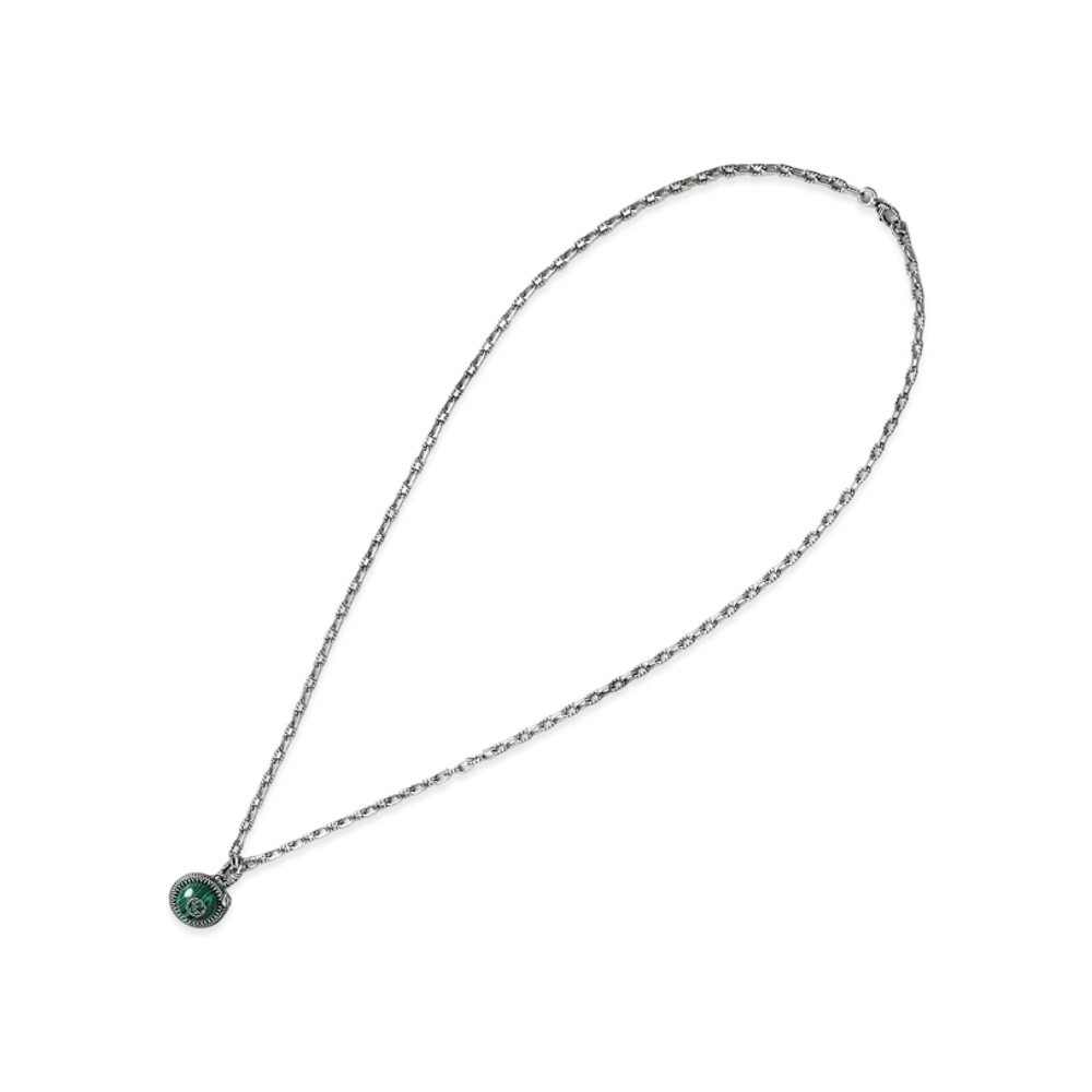 GUCCI Garden Snake Silver Necklace "Silver/Green"