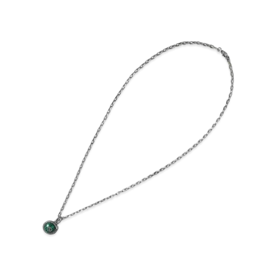 GUCCI Garden Snake Silver Necklace "Silver/Green"