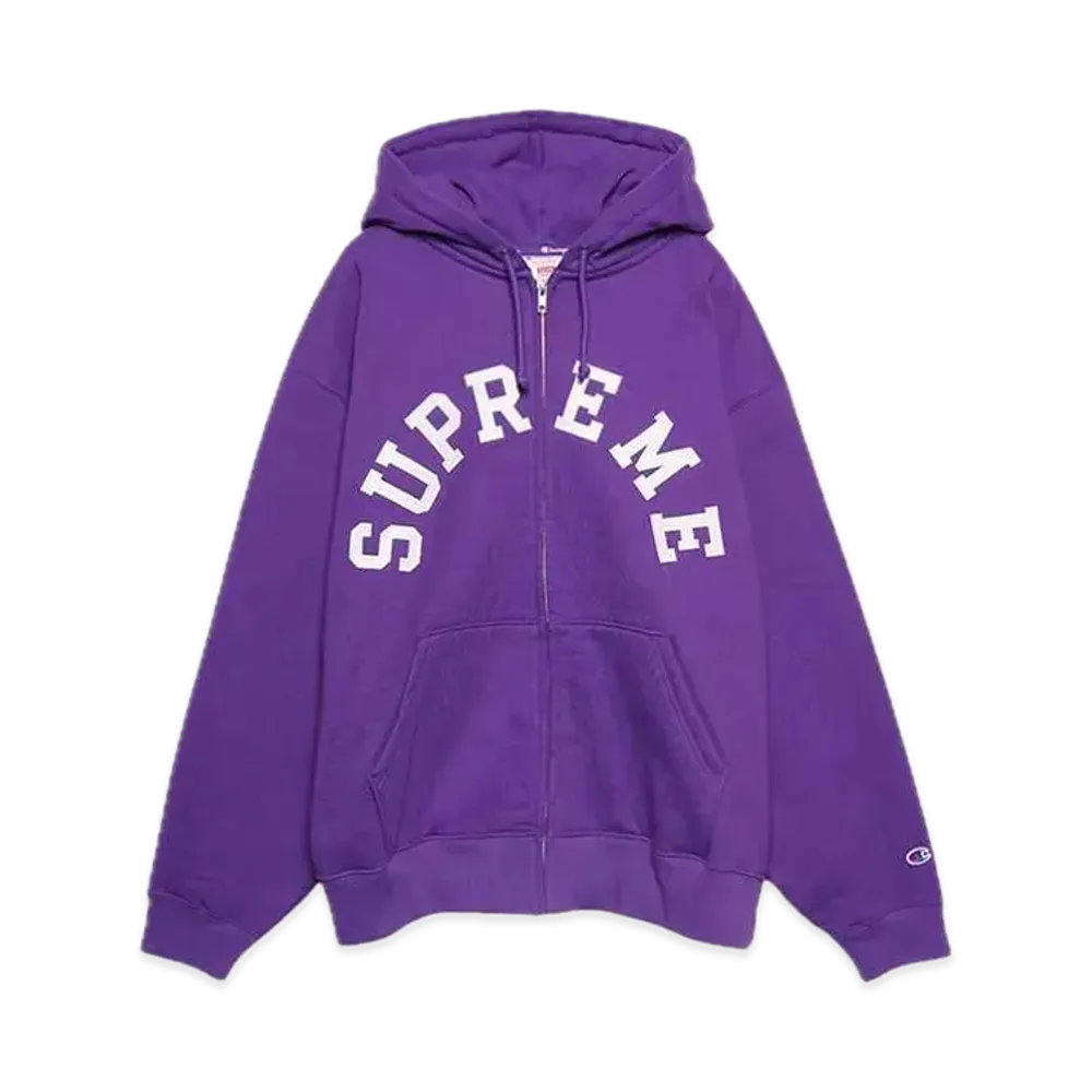 Supreme x Champion Zip Up Hooded Sweatshirt "Purple"