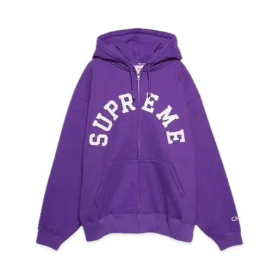 Supreme x Champion Zip Up Hooded Sweatshirt "Purple"