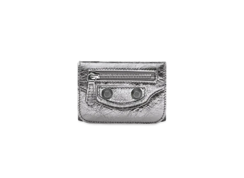 BALENCIAGA Le Cagole Mini Wallet Metallized "Silver"